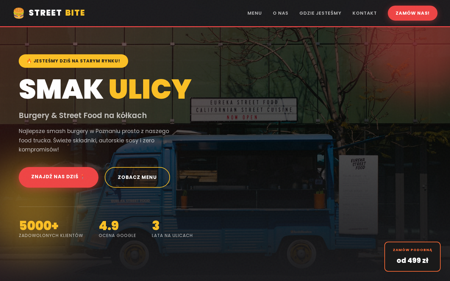 Energetyczna strona internetowa dla food trucka - Smak na Kółkach