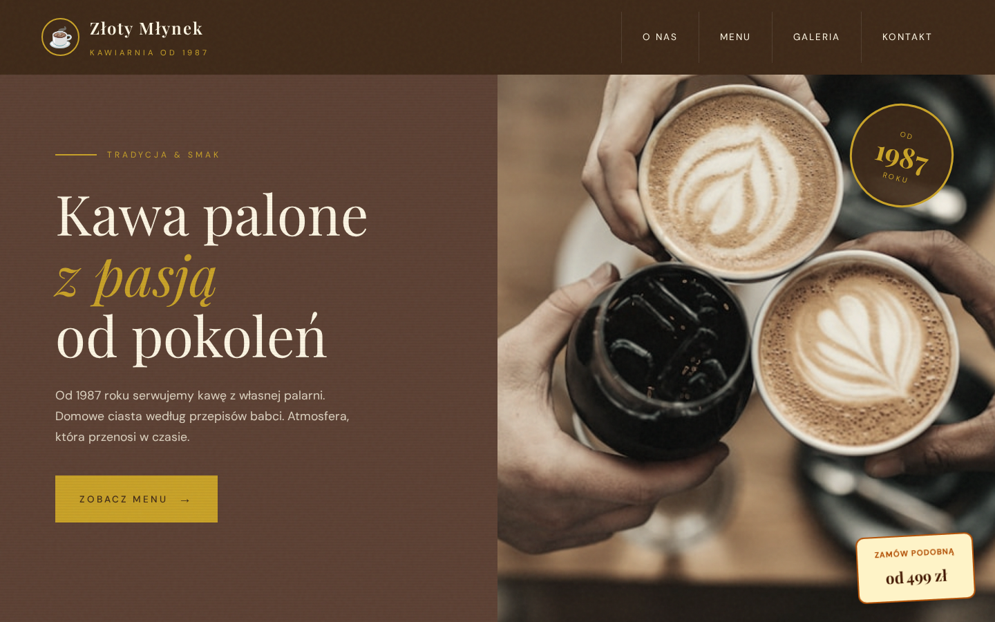 Nostalgiczna strona internetowa dla kawiarni - Smak Tradycji